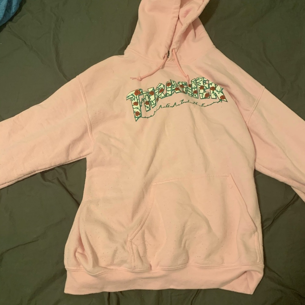 thrasher roses pink hoodie